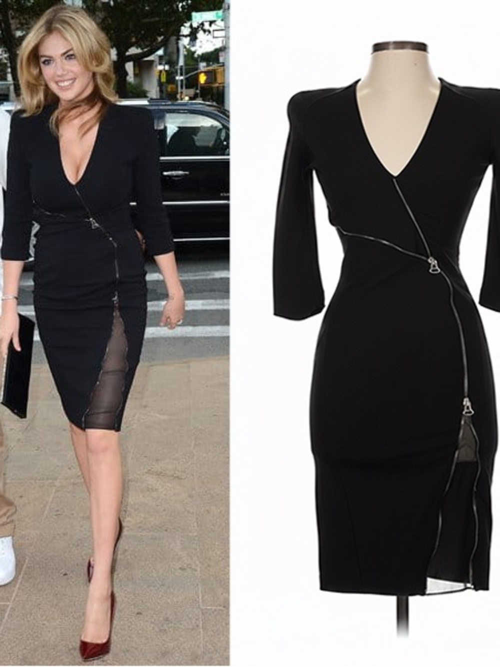Altuzarra Black Asymmetrical Zip Dress As Seen On Kate Upton FR 34 (XS)